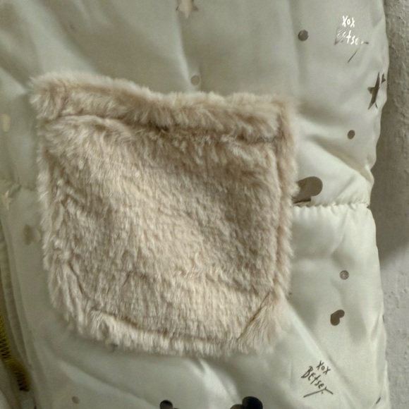 Betsey Johnson White and Gold Kids Puffer Jacket - Picture 4 of 7